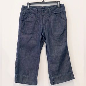 Women’s Vtg boho Lucky Brand Jeans cropped wide leg 100% cotton dark wash 4/27